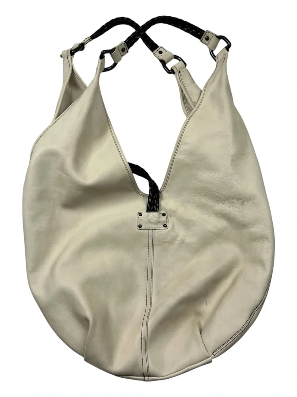 Kenneth Cole New York Cream Leather Hobo Bag